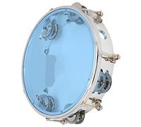 SPYMINNPOO MBAT Adjustable Tone Double Row Hand Tambourine with Jingle Bells for Percussion Instrument 8in for Beginners (Blue)