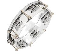 SPYMINNPOO MBAT Adjustable Tone Double Row Hand Tambourine with Jingle Bells for Percussion Instrument 8in for Beginners (Clear)