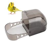 SPYMINNPOO Parrots Multifunction Activity Feeding Box Gray Black Plastic Thicken Bird Cage Hanging Bathtub for Budgerigars, Psittacula Agapornis, Small Parrots
