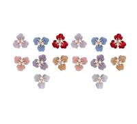 SPYMINNPOO Pearl Rhinestone Buttons Exquisite Floral Flat Back Flower Rhinestone for Clothing Brooches, 14 Pieces; Perfect for Wedding Prom Banquet Ceremony