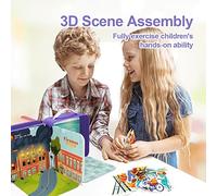 SPYMINNPOO Puzzle Book DIY 3D Occupational Cognition Toy with 4 Pop Up Scenes for Kids Ages 3+ Preschool Learning Activity Fireman Doctor Teacher Toy