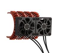 SPYMINNPOO RC Dual Fan Motor Heatsink, 40?42mm Brushless Motor Cooling Fan Dual Motor Heatsink Radiators for 1/8 Remote Control Car(orange) Toysandgames Model Car Toysandgames Model Car Accessories