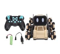 SPYMINNPOO RC Robot Dog Toy, Remote Control Stunt Car with Transforming Function 8 Wheels Design for Kids Interactive Play (Gold)