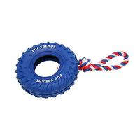 SPYMINNPOO Rubber Dog Tire Chewing Toy Strong Rope Bite Resistant Treat Dispensing Toy for Medium Large Dogs, Interactive Outdoor for Golden Retrievers, Bulldog, German Shepherds (Blue)