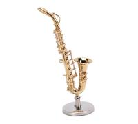 SPYMINNPOO Saxophone Ornament, Brass Tenor Saxophone Model with Gold Plating and Storage Box for Music Lovers Decor