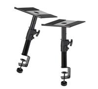 SPYMINNPOO Speaker Stands, Steel Pipe Desktop Monitoring Rack with 3 Height Adjustments, Non-Slip Base for 4-8 Inch Speakers, Ideal for Home Recording Studio and Surround Sound Systems (C-shaped