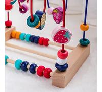 SPYMINNPOO Toddler Educational Wooden Bead Maze Roller Coaster, Color Cognitive Toy, Finger Fine Motor Training for Kids (Fruit Pattern)