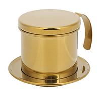 SPYMINNPOO Vietnamese Stainless Steel Coffee Filter for Sweet and Smooth Coffee Drip Pot for Home Kitchen Office, Stainless Steel, Gloss Silver, 3.9x3.2in (Gold)