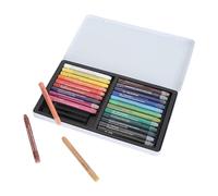 SPYMINNPOO Watercolor Crayon Set Professional Silky Sticks for Papers, Portable Easy to Grip Art Watercolor Crayons for All Ages, 12 Colors for Beginners or Artists, Metal Box for On-the-Go Use (24