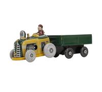 SPYMINNPOO Wind Up Metal Walking Toy, Classic Tractor Pulling Cart Nostalgic Vintage Tinplate Handmade Collectible, with Exquisite Craftsmanship, for Boys Girls Collectors Gifts