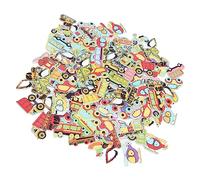 SPYMINNPOO Wooden Cartoon Vehicle Style Craft Buttons Durable DIY 100Pcs for Sewing Knitting Scrapbook Decoration (Classic Car Styles 100Pcs)