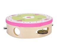 SPYMINNPOO Wooden Handheld Tambourine Drum Bell for Musical Percussion, Easy to Play for Sing/Dance Accompaniment, Colorful Patterns, Ideal for Kids/Adults, 15cm (All flowers bloom)