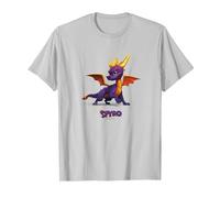 Spyro Mighty Purple Dragon Action Pose Poster T-Shirt, Men, Silver Grey, X-Large