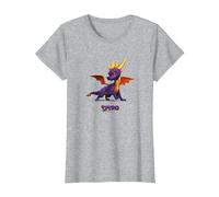 Spyro Mighty Purple Dragon Action Pose Poster T-Shirt, Women, Heather Grey, Small