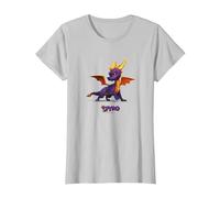 Spyro Mighty Purple Dragon Action Pose Poster T-Shirt, Women, Silver Grey, XX-Large