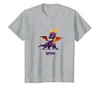 Spyro Mighty Purple Dragon Action Pose Poster T-Shirt, Youth, Heather Grey, Medium