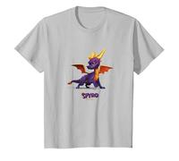 Spyro Mighty Purple Dragon Action Pose Poster T-Shirt, Youth, Silver Grey, Medium