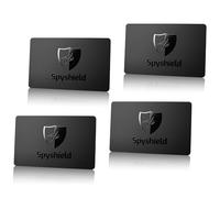 Spyshield RFID Blocker Card NFC Protection Card with Jammer | Bank, EC, Credit Card, Passport Protect, RFID Protection for Clip Holder, Wallet, black, Set of 4, Matte black card with black edges