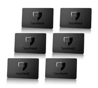 Spyshield RFID Blocker Card NFC Protection Card with Jammer | Bank, EC, Credit Card, Passport Protect, RFID Protection for Clip Holder, Wallet, black, 6er Set, Matte black card with black edges