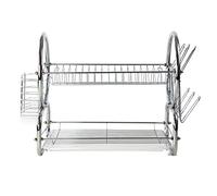 SQ Professional 2Tier Stainless Steel Dish Drainer kitchen Drying Rack with a Cutlery Holder Dish Rack for Kitchen Counter Draining Rack with Drip Tray