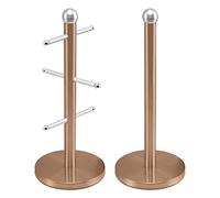 SQ Professional 6 Mug Kitchen Accessories Set - Mug Stand & Paper Roll Holder - Stainless Steel - Axinite