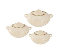 SQ Professional Ambiente 3 Piece Food Warmer Insulated Casserole Hot Pot 1200ml 1600ml 2500ml Set Cream