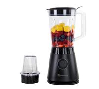 SQ Professional Blitz 600W Blender with 1.5L Plastic Measuring Jug & Grinder - Ice Crush Function, Milkshake & Smoothie Maker, Black
