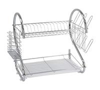SQ Professional Durane 2 Tier Dish Drainer Aluminium dish drying rack With Glass Holder & Drip Tray Dish rack for Kitchen Countertop Utensil and Cup Holder