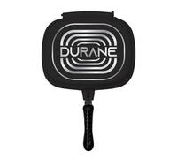 SQ Professional Durane Die-Cast Magic Pan 32cm Non Stick Double Sided Stove Top Grill Pan Multifunction Deep Grill Ridges Steak Pan - Black