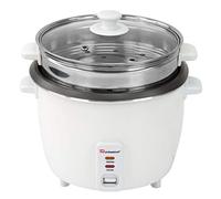 SQ Professional Electric Rice Cooker & Steamer with Automatic Cooking Non-Stick Removable Inner Pot | Measuring Cup & Spatula |Glass Lid & Steam vent | Keep-Warm Function |1.8Litre |White