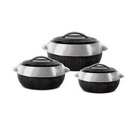 SQ Professional Fiesta Insulated Casserole Set 3pc 1-1.5-2.5L (Black-Silver)