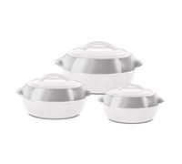 SQ Professional Fiesta Insulated Casserole Set 3pc 1-1.5-2.5L (White-Silver)