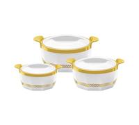 SQ Professional Fionna Insulated Hot Pot Set 3pc Food Pot Insulated Casserole Serving Dish Set with Lid Thermal Food Container Keep Food Warm & Cold 1-1.5-2.5L (White)