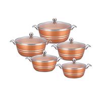 SQ Professional Metallic Aluminium Die-Cast Stockpot Set with Lids 5pc (Jasper)