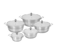 SQ Professional Metallic Aluminium Die-Cast Stockpot Set with Lids 5pc (Quartz)