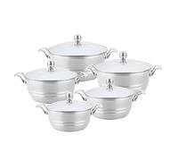 SQ Professional Metallic Aluminium Die-Cast Stockpot Set with Lids 5pc (Quartz)