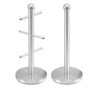 SQ Professional Mug Tree and Kitchen Roll Holder, Silver