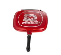 SQ Professional NEA Aluminium Grill Die-Cast Magic Pan Frying Flip Griddle 32cm Double Sided Lightweight Non-Stick Stove Top Deep Steak Pan (Rossa)