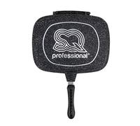 SQ Professional NEA Marbell Die-Cast Aluminium Double Sided Grill Magic Pan With Marble Effect Non-Stick Coating 32cm Griddle (Magic Pan, Nera)