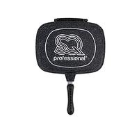 SQ Professional NEA Marbell Die-Cast Griddle Pans - Double Sided Non-Stick Stove Top Grill Pan - Deep Grill Ridges Steak Pan for Gas Hob - Frying Pan's - 32cm