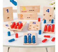 SQAQS 120pcs Double sided Digital Cognitive Board, Cognition of Chinese and English, Counting Sticks Number Maths Games with Storage Box, Learning Educational Toys for 3-6 Children Gifts