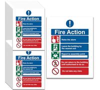 SQAQS 20Pcs Fire Safety Signs, Fire Action Notice Vinyl Sign, Matte Self-adhesive Vinyl Sticker, Fire Action Notice with Clear Fire Alarm Guidelines, 20 x 15cm