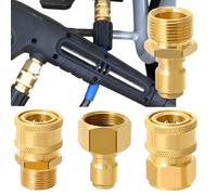 SQAQS 4pcs High Pressure Washer Quick-Fitting Pipe Coupling, Copper Metal, High Pressure Washer Hose Quick Fitting Adapter for Nil Fisk/Bo SCH Washer, M22-15mm Pressure Washer Adapter Set
