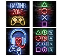 SQAQS 4PCS Xbox Canvas, Fully Automatic Frame Stretching Equipment, Wall Art Rocket Astronaut Poster for Boys Bedroom Accessories, Planet Space Canvas Pictures Space Decor For Nursery Kids Room