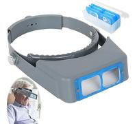 SQAQS Headband Magnifier Glasses, Handsfree Head Mount Magnifying Glass with 4 Detachable, Grey Magnifying Glass, 1.5X, 2X, 2.5X,3.5X Head Magnifier, Lens for Close Work Reading Jewelry Crafts Repair