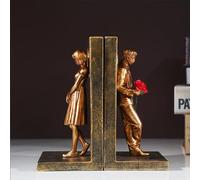 SQAQS Heavy Duty Banksy Couple Bookends Creative, Bookends, Decorations, Living Room Decorations, Handicrafts for Study, Crafts Gifts, Non-Slip (Gold)