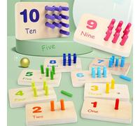 SQAQS Montessori Toys Wooden Toys, Different Numbers Correspond to, Counting Sticks Number Maths Games with Storage Box, Learning Educational Toys for 3-6 Children Gifts