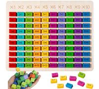 SQAQS Multiplication Board, Answers at the Bottom, Wooden Toys Hundred Board Math Table Tray with Answers Multiplication Educational Game for KidsEducational Games 3+ Years Old