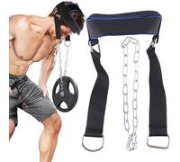 SQAQS Neck Harness Weight Lifting, Black Bold Metal Buckle, Weight Sports Neck Stretcher Weight Lifting Belt Head Trainer, Strengthener Trainer Equipment, Boxing Strength Resistance Workout (89m)