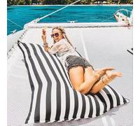Sqaure Stripes Floating Bean Bag For Pool - Pool Floating Bean Bag - Outdoor Indoor Comfortable Large Bean Bag Chair Big - Original Adult Size Water Pool Floating Bean Bags No Filler(Dark grey)